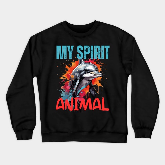 Dolphin Spirit Animal Crewneck Sweatshirt by Ironclaw